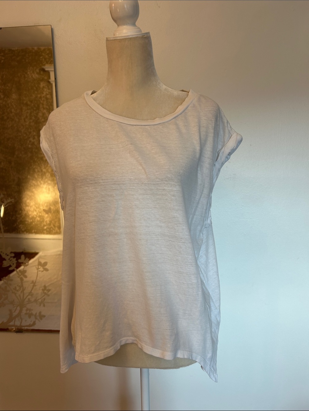 AllSaints White Rolled Sleeve Boxy Tee
